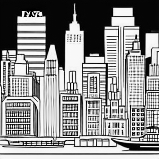 Coloring page of a new york city skyline