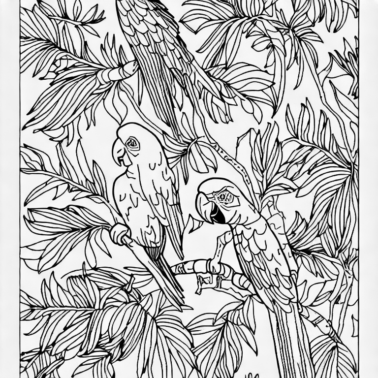 Coloring page of a parrot
