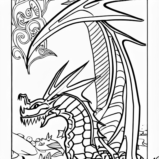 Coloring page of a pet dragon