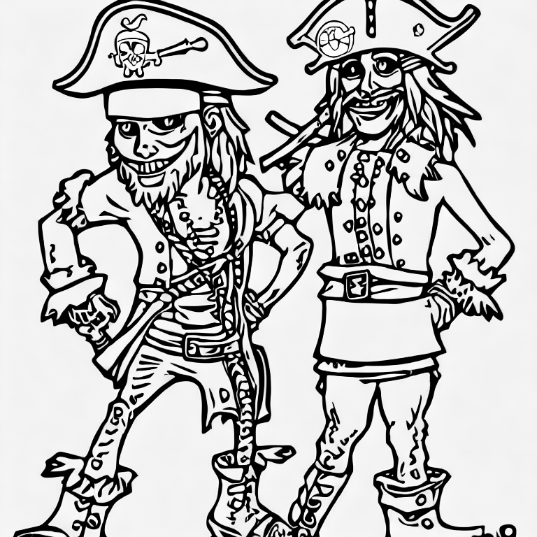 Coloring page of a pirate