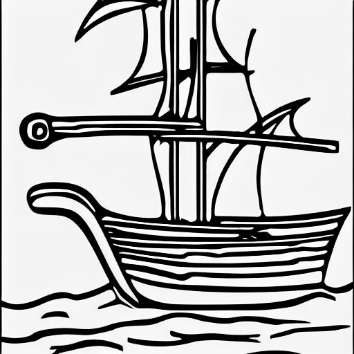 Coloring page of a pirate boat