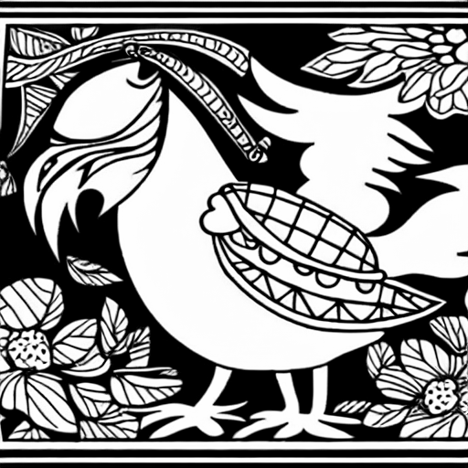 Coloring page of a pirate chicken