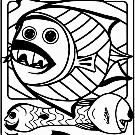 Coloring page of a pirate fish