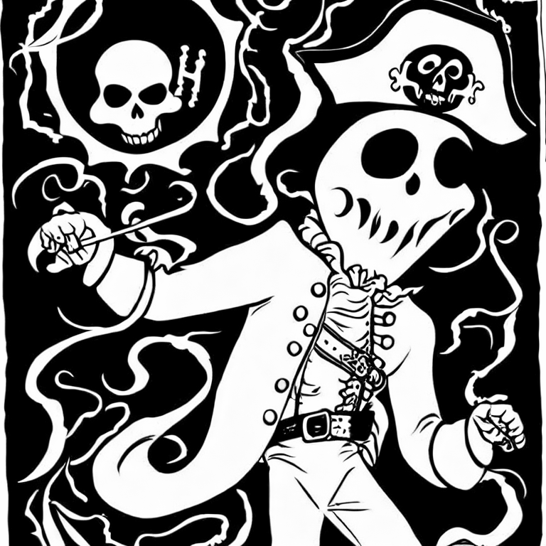 Coloring page of a pirate ghost