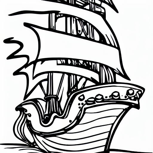 Coloring page of a pirate ship