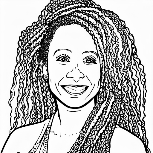 Coloring page of a portrait of melanie baker