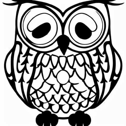 Coloring page of a pretty owl