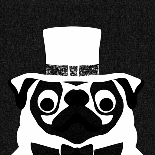 Coloring page of a pug wearing a top hat