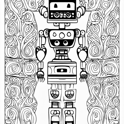 Coloring page of a robot belly dancer