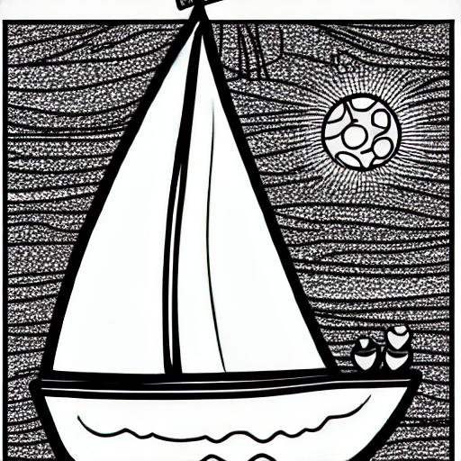 Coloring page of a sailboat