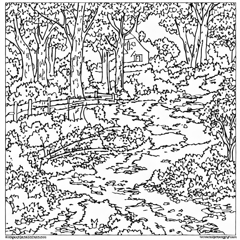 Coloring page of a scene of autumn