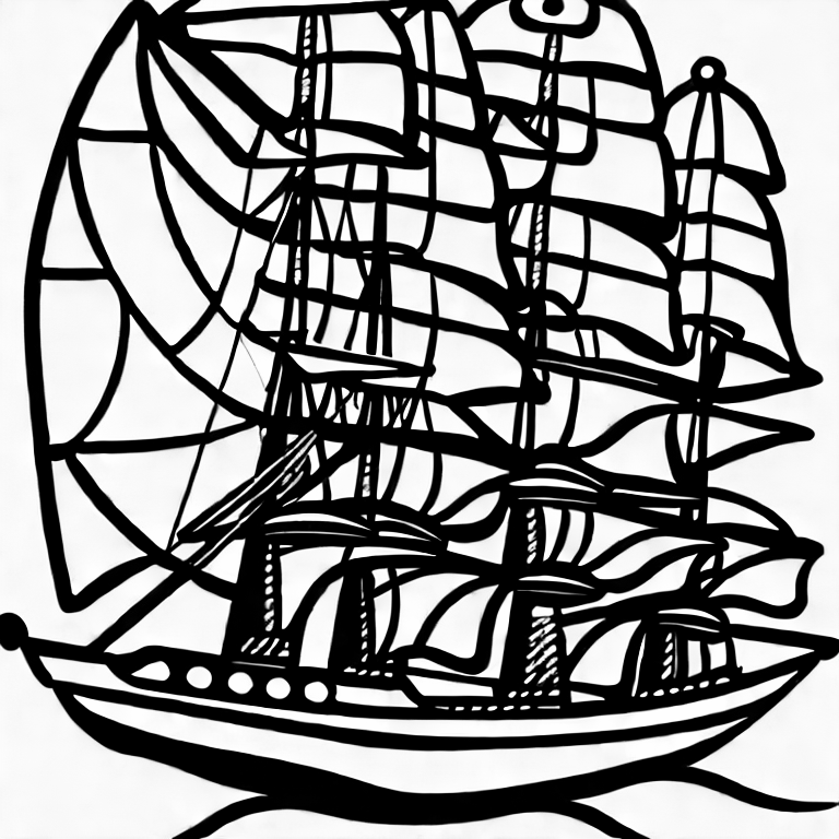 Coloring page of a ship