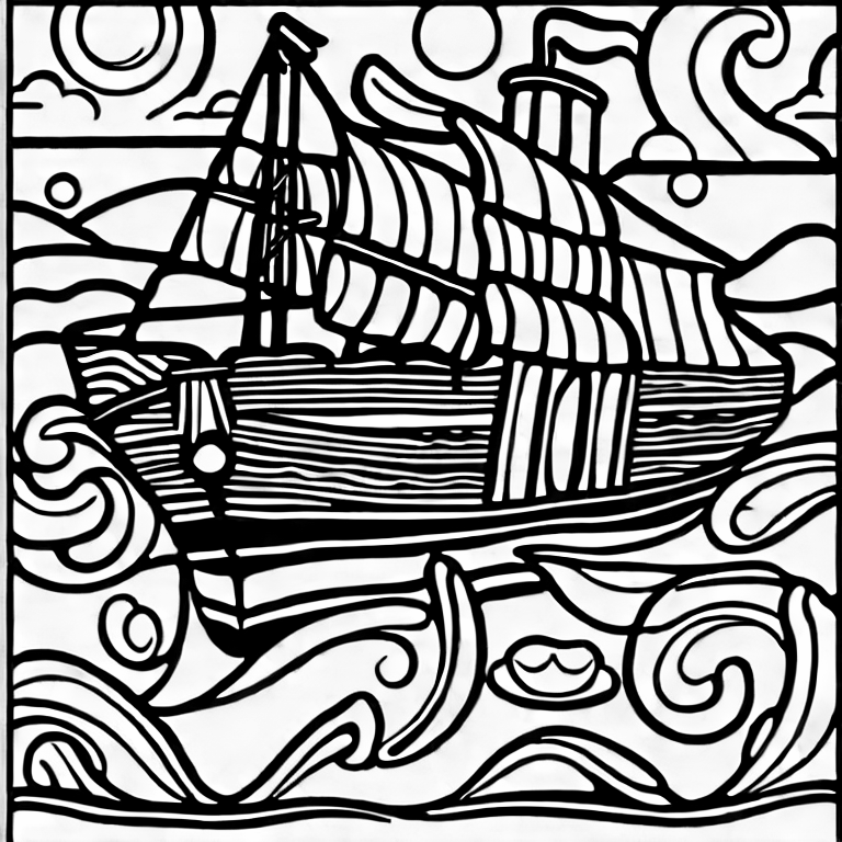 Coloring page of a ship