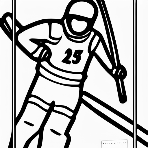 Coloring page of a ski racer