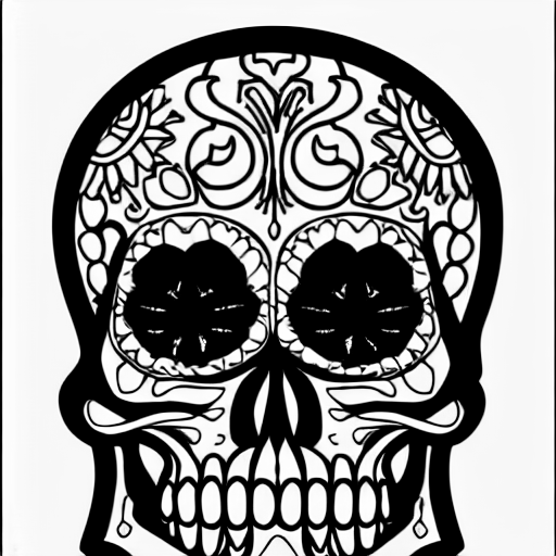 Coloring page of a skull
