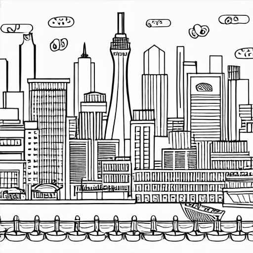 Coloring page of a skyline