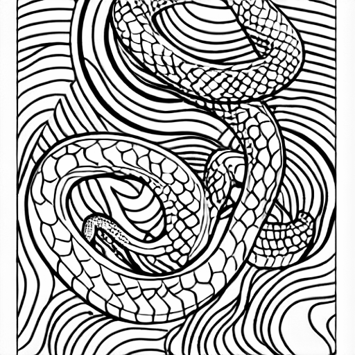 Coloring page of a snake in a box
