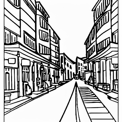 Coloring page of a street