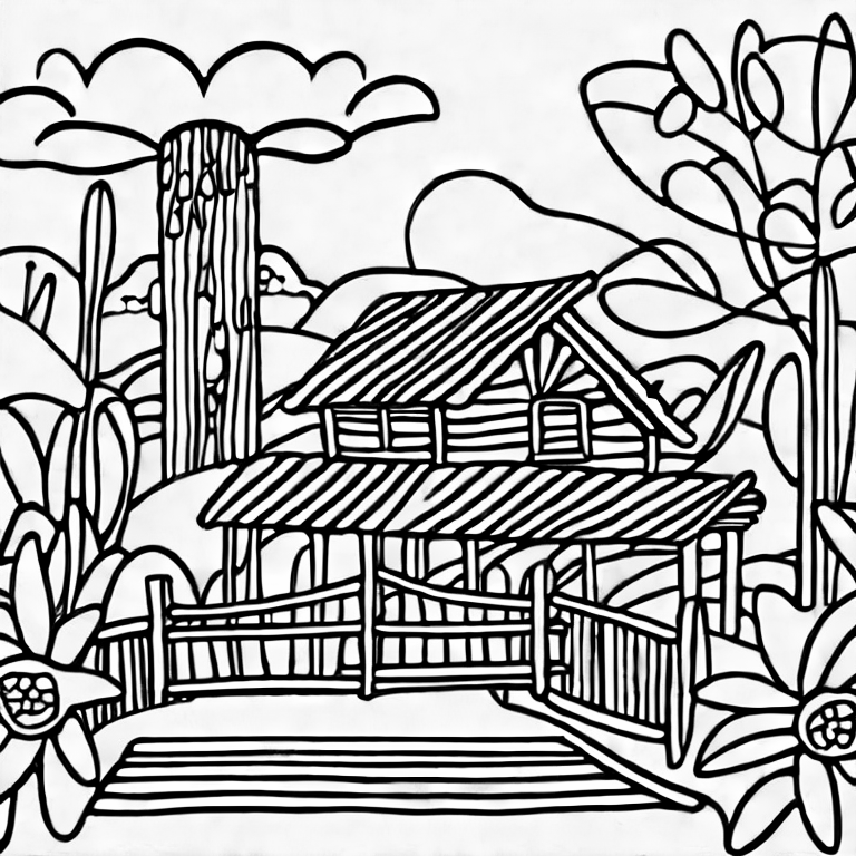 Coloring page of a summer day