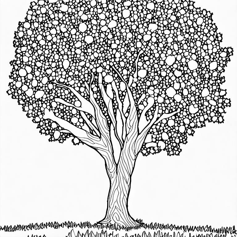 Coloring page of a summer tree