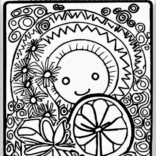 Coloring page of a sunny day