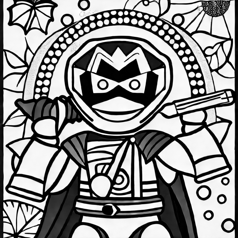 Coloring page of a superhero thulium