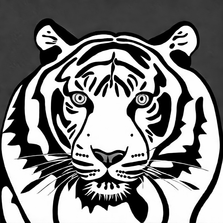 Coloring page of a tiger cartoon