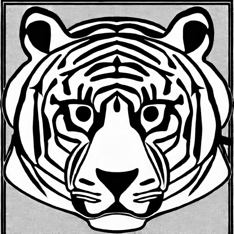 Coloring page of a tiger cartoon full body