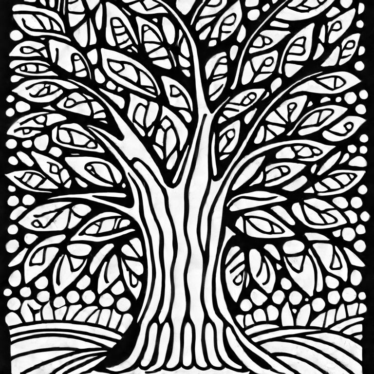 Coloring page of a tree