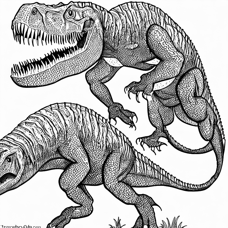 Coloring page of a tyrannosaurus