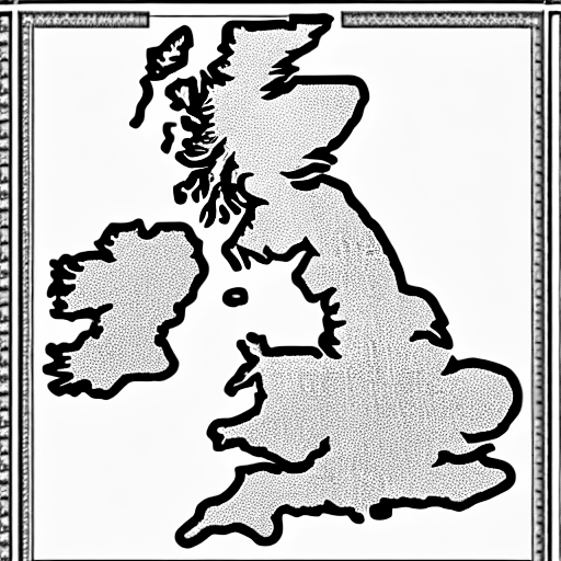 Coloring page of a uk map
