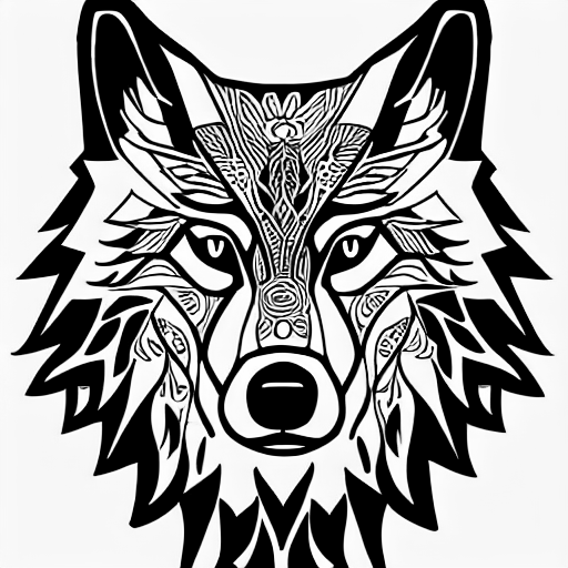 Coloring page of a wolf logo