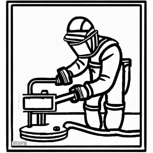 Coloring page of a young welder at work
