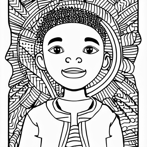 Coloring page of african american children