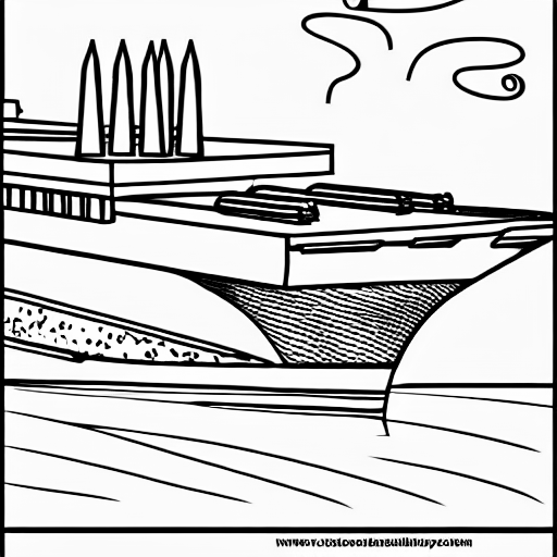 Coloring page of aircraft carrier of cheese