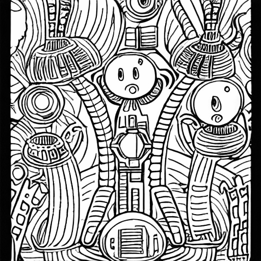 Coloring page of aliens farms