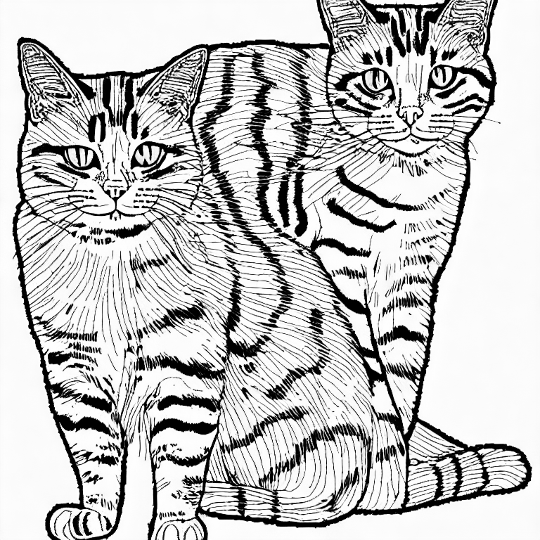 Coloring page of american bobtail cat