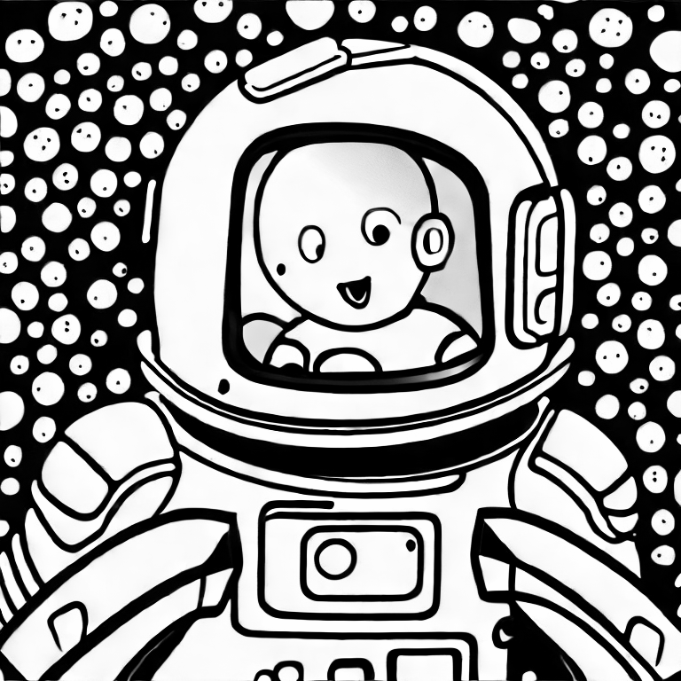 Coloring page of an astronaut in the space