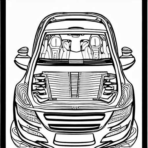 Coloring page of an electric car