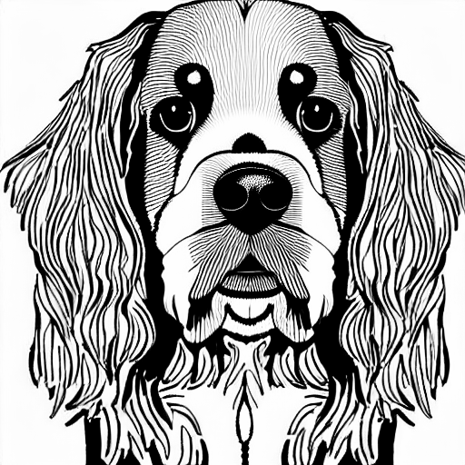 Coloring page of an english cocker spaniel