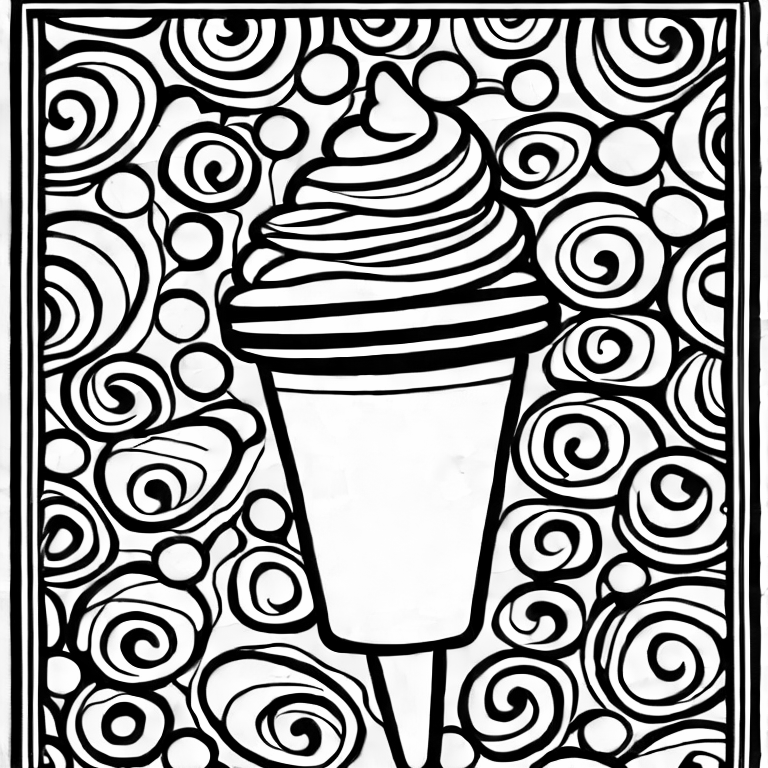 Coloring page of an ice cream