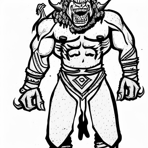 Coloring page of an orc