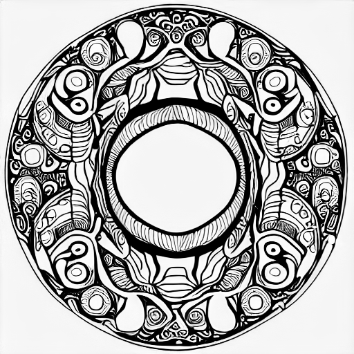Coloring page of an ouroboros
