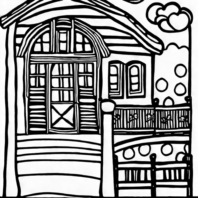 Coloring page of angel house