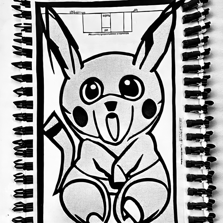 Coloring page of angry pikachu