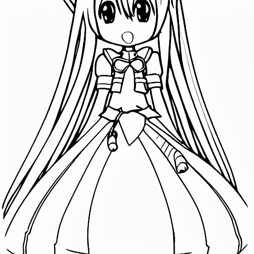 Coloring page of anime character full body