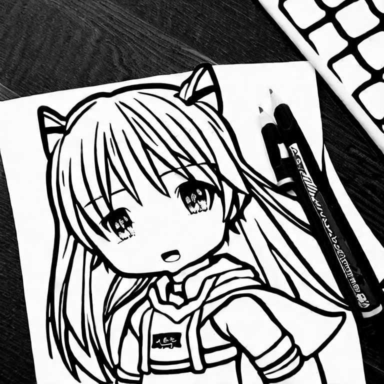 Coloring page of anime chibi