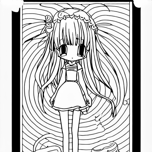Coloring page of anime girl from the sea