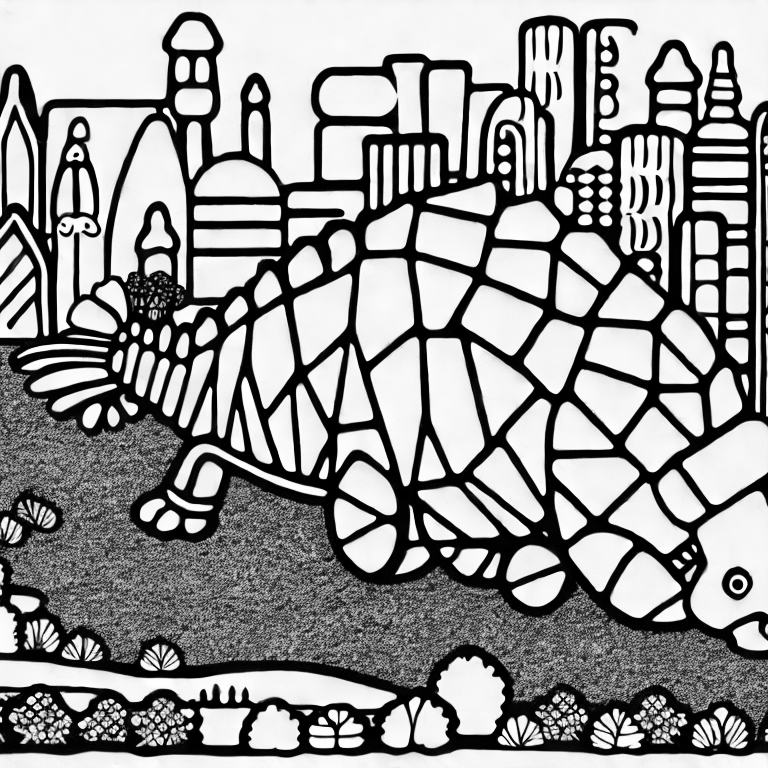 Coloring page of ankylosaurus city no color eat some bushes