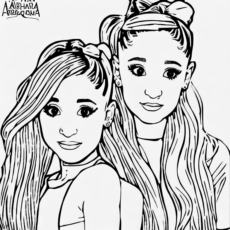 Coloring page of ariana grande